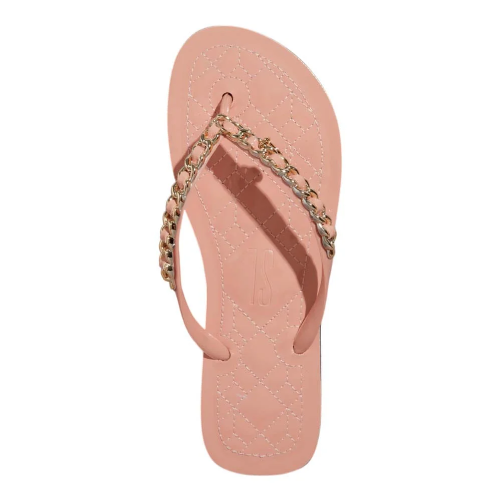 Chinelo Flip Flop Verniz Cristal Corrente Rosa - vista 4 de 5