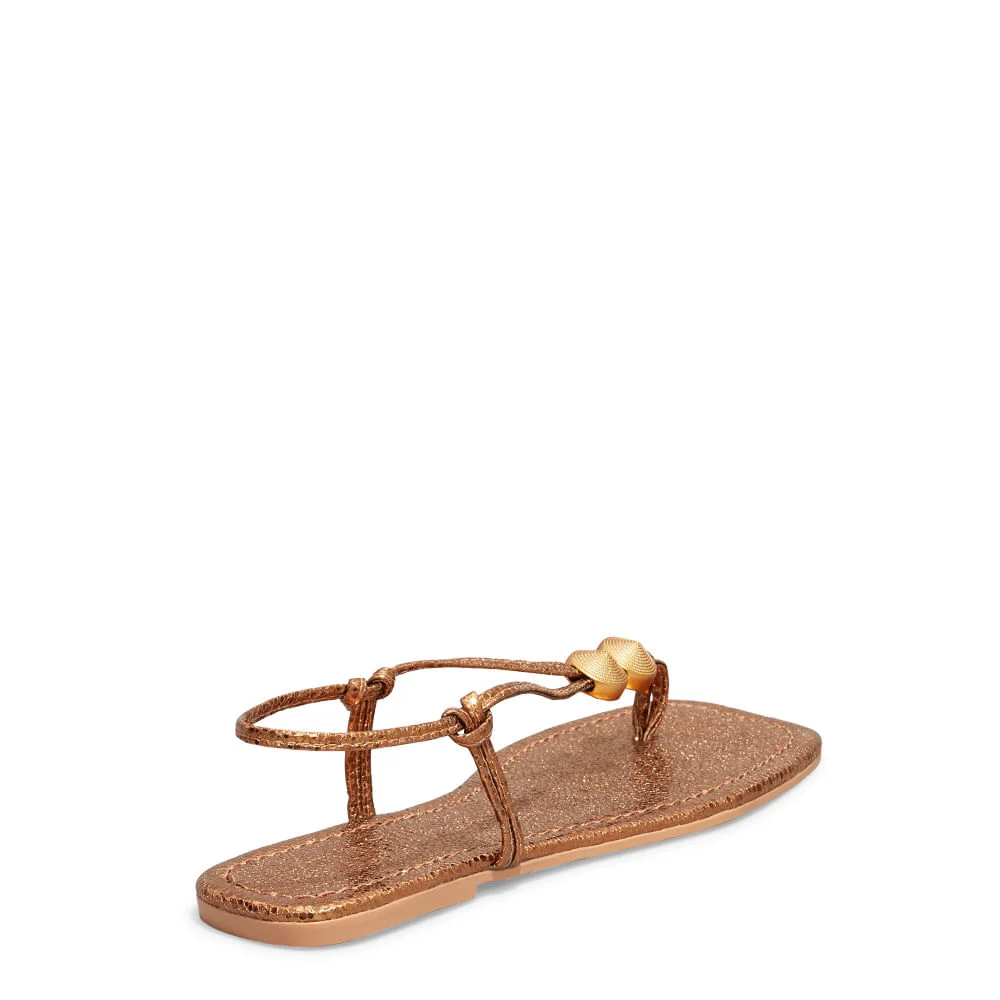 Sandália Rasteira Metalizado Glow Bronze Bico Quadrado - vista 4 de 5