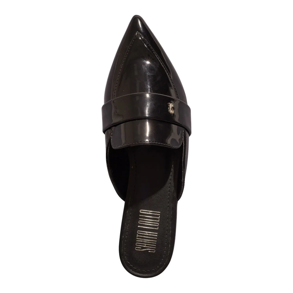 Mocassim Mule Verniz Preto Bico Fino - vista 4 de 4