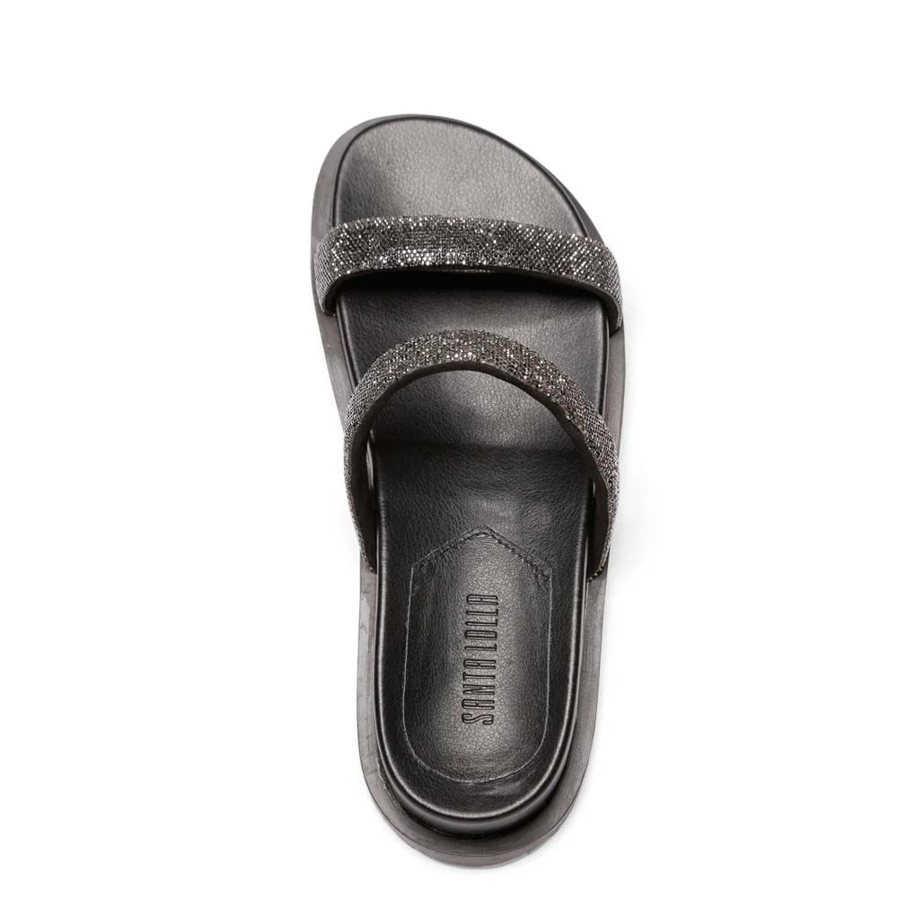 Rasteira Tira Brilho Couro Nobre Soft Preto - vista 4 de 4